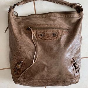 Balenciaga Bag Brown Taupe Agneau Leather Day Hobo